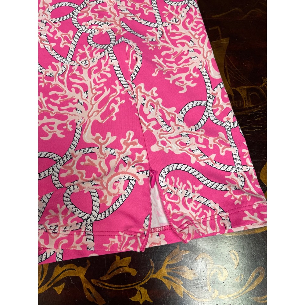 Lulu B Pink Coral Rope Nautical Skort Pickleball Golf Chic Resort Wear UPF 50 M - Picture 8 of 12